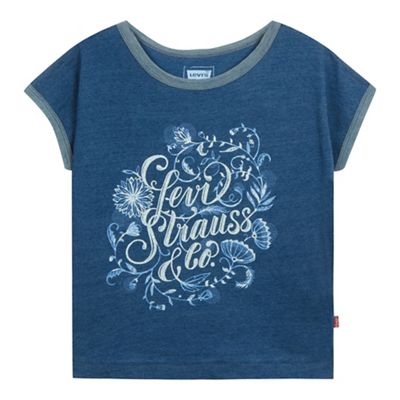 Levi's Girls' blue floral logo t-shirt